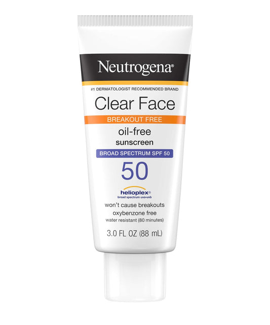 Neutrogena - Clear Face Liquid Lotion Sunscreen for Acne-Prone Skin, SPF 50